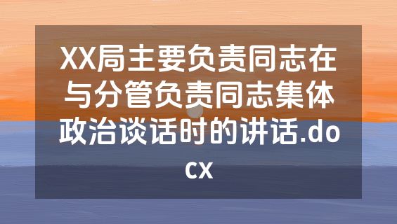 XX局主要负责同志在与分管负责同志集体政治谈话时的讲话.docx