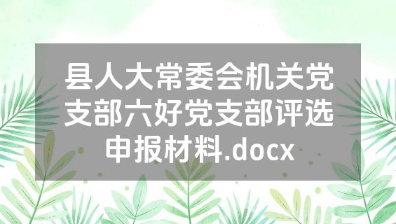 县人大常委会机关党支部六好党支部评选申报材料.docx