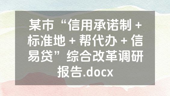 某市“信用承诺制＋标准地＋帮代办＋信易贷”综合改革调研报告.docx