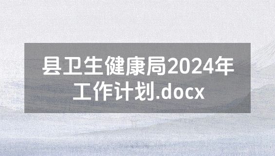 县卫生健康局2024年工作计划.docx