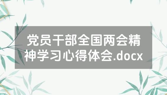 党员干部全国两会精神学习心得体会.docx