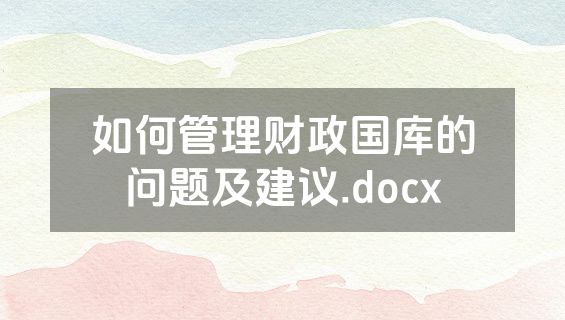 如何管理财政国库的问题及建议.docx