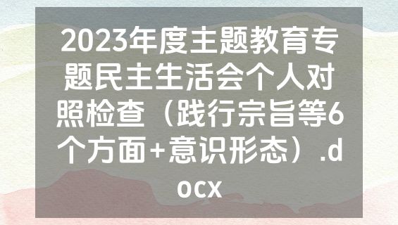 2023年度主题教育专题民主生活会个人对照检查（践行宗旨等6个方面+意识形态）.docx