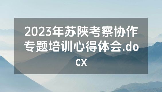 2023年苏陕考察协作专题培训心得体会.docx