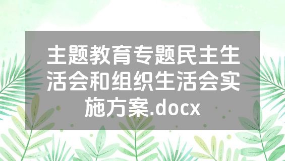 主题教育专题民主生活会和组织生活会实施方案.docx