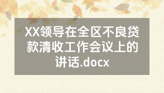 XX领导在全区不良贷款清收工作会议上的讲话.docx