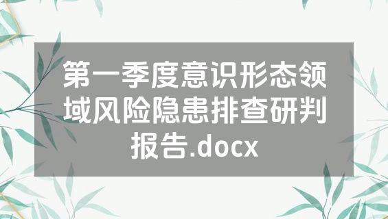 第一季度意识形态领域风险隐患排查研判报告.docx