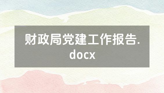 财政局党建工作报告.docx