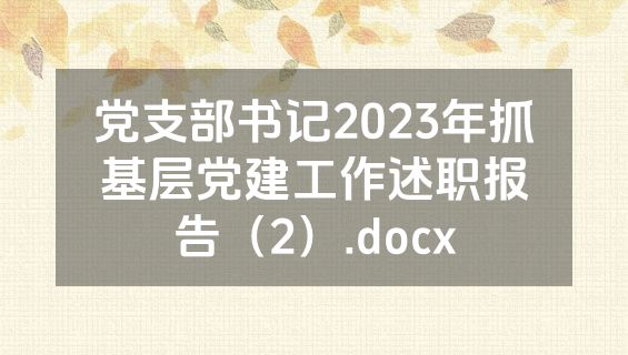 党支部书记2023年抓基层党建工作述职报告（2）.docx