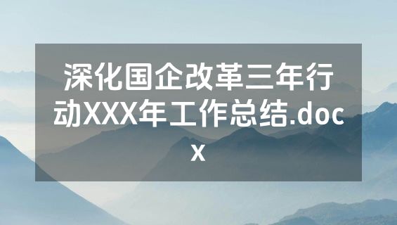 深化国企改革三年行动XXX年工作总结.docx