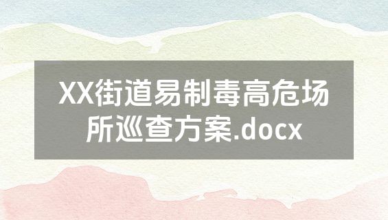 XX街道易制毒高危场所巡查方案.docx