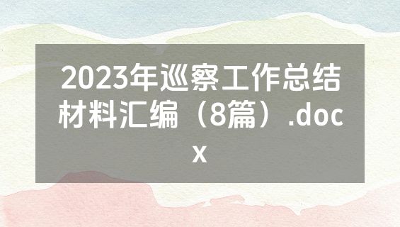 2023年巡察工作总结材料汇编（8篇）.docx