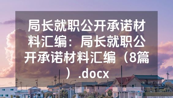 局长就职公开承诺材料汇编：局长就职公开承诺材料汇编（8篇）.docx