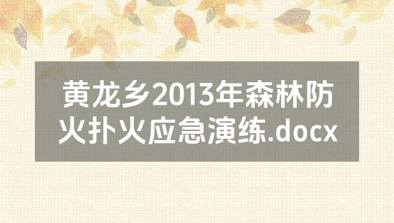 黄龙乡2013年森林防火扑火应急演练.docx