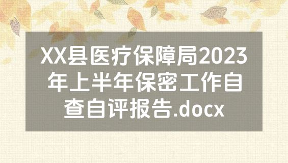 XX县医疗保障局2023年上半年保密工作自查自评报告.docx