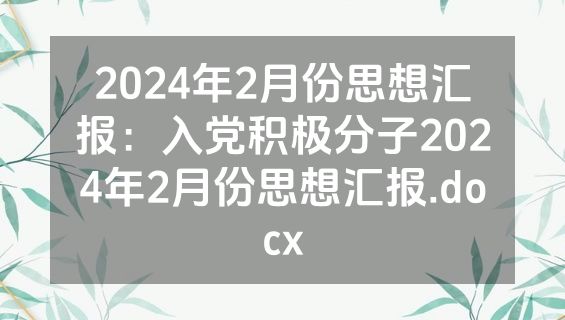2024年2月份思想汇报：入党积极分子2024年2月份思想汇报.docx
