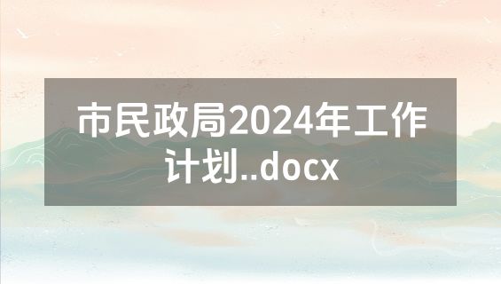 市民政局2024年工作计划..docx