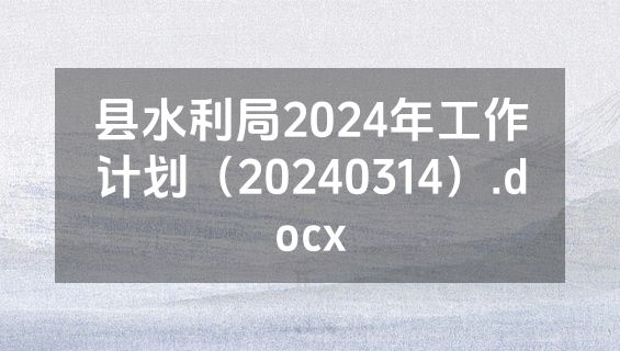 县水利局2024年工作计划（20240314）.docx