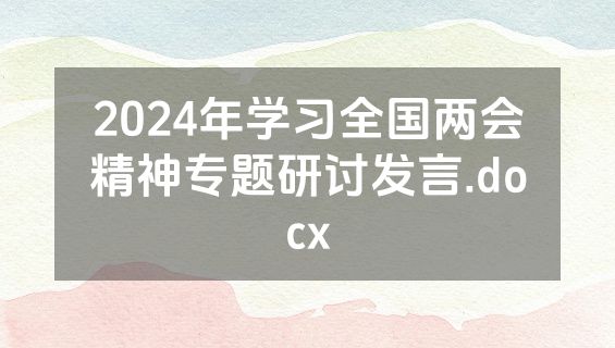 2024年学习全国两会精神专题研讨发言.docx