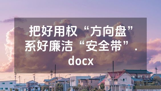 把好用权“方向盘”系好廉洁“安全带”.docx