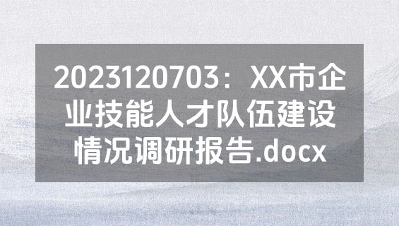 2023120703：XX市企业技能人才队伍建设情况调研报告.docx