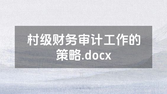 村级财务审计工作的策略.docx