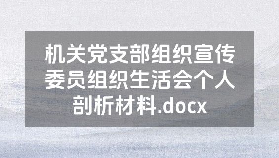 机关党支部组织宣传委员组织生活会个人剖析材料.docx