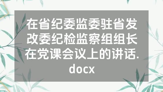 在省纪委监委驻省发改委纪检监察组组长在党课会议上的讲话.docx
