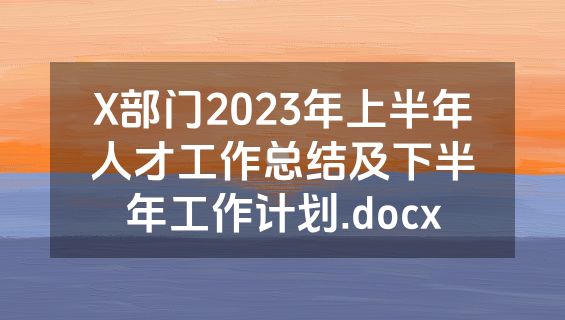 X部门2023年上半年人才工作总结及下半年工作计划.docx