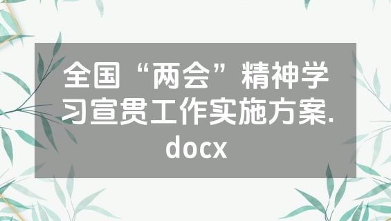 全国“两会”精神学习宣贯工作实施方案.docx
