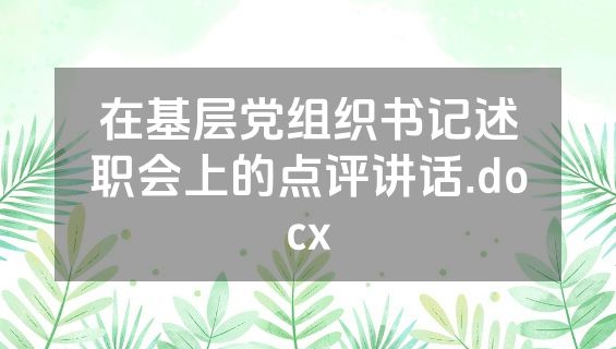 在基层党组织书记述职会上的点评讲话.docx