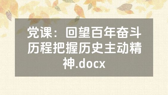 党课：回望百年奋斗历程把握历史主动精神.docx