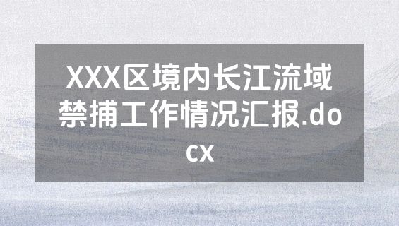 XXX区境内长江流域禁捕工作情况汇报.docx