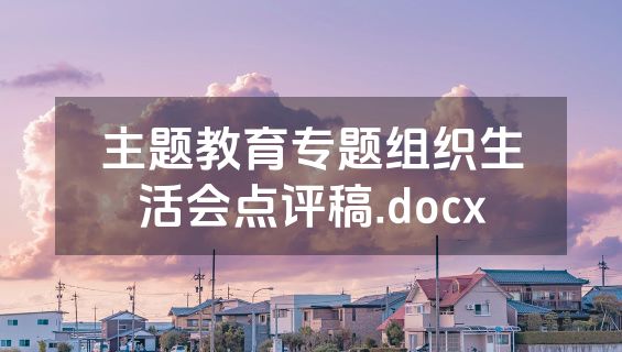 主题教育专题组织生活会点评稿.docx