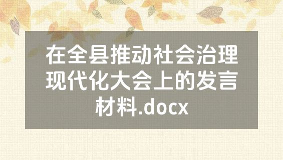 在全县推动社会治理现代化大会上的发言材料.docx