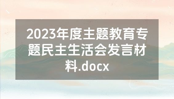 2023年度主题教育专题民主生活会发言材料.docx