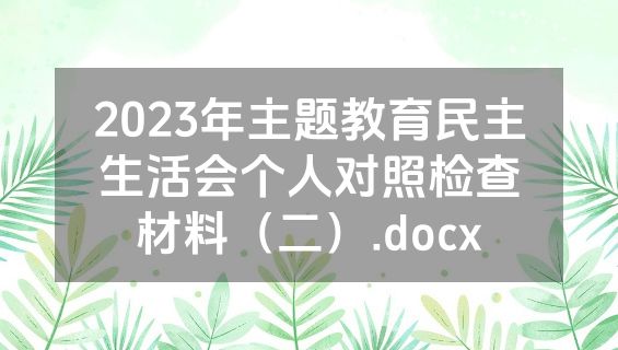 2023年主题教育民主生活会个人对照检查材料（二）.docx