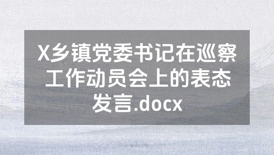 X乡镇党委书记在巡察工作动员会上的表态发言.docx