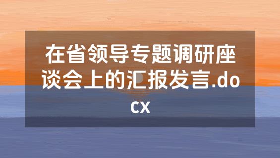 在省领导专题调研座谈会上的汇报发言.docx