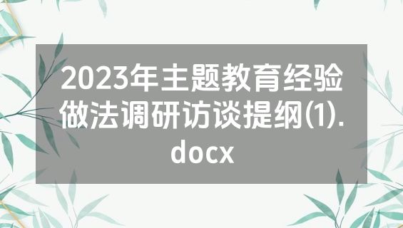 2023年主题教育经验做法调研访谈提纲(1).docx