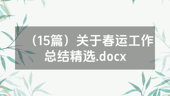 （15篇）关于春运工作总结精选.docx
