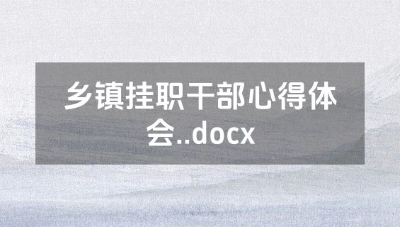 乡镇挂职干部心得体会..docx