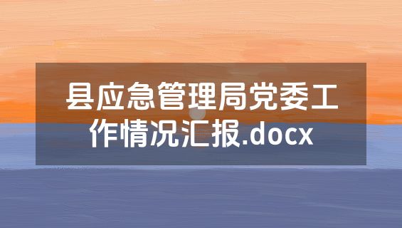 县应急管理局党委工作情况汇报.docx