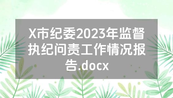 X市纪委2023年监督执纪问责工作情况报告.docx