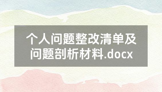 个人问题整改清单及问题剖析材料.docx