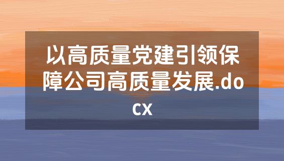以高质量党建引领保障公司高质量发展.docx