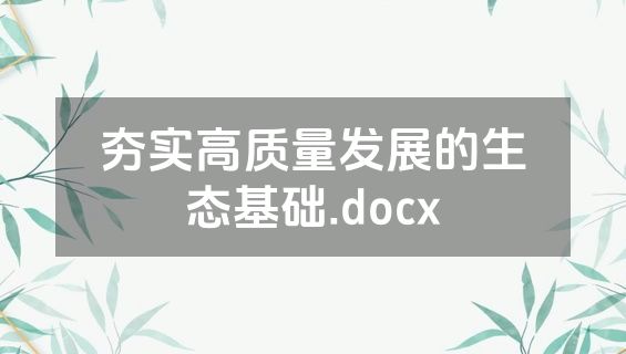 夯实高质量发展的生态基础.docx