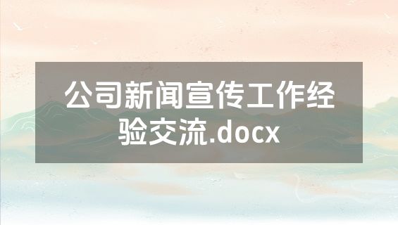 公司新闻宣传工作经验交流.docx