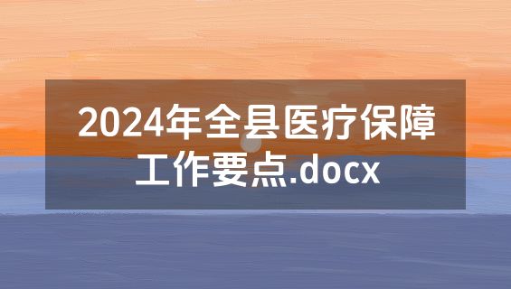 2024年全县医疗保障工作要点.docx