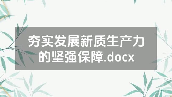 夯实发展新质生产力的坚强保障.docx